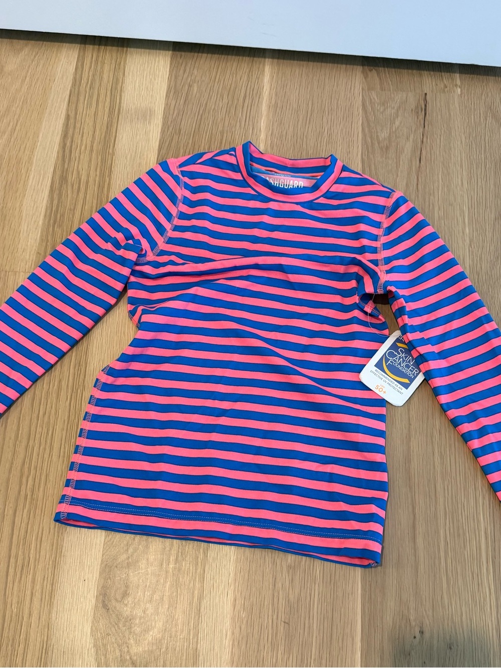 Crewcuts SunGuard Striped Rash Guard -  Coral Pink & Blue